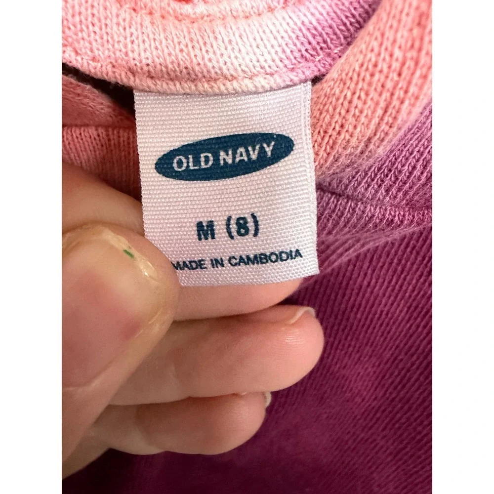 Old Navy Girls Tie Dye Hoodie Size 8 Pink Purple Pullover Sweatshirt Cozy